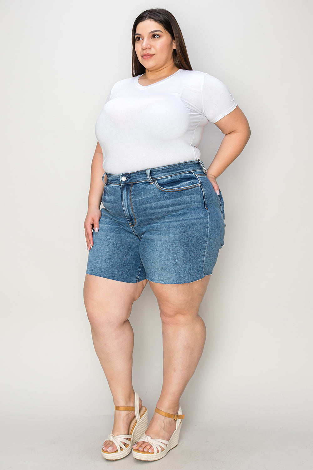 Judy Blue Full Size High Waist Slim Denim Shorts - Judy Blue Jeans Boutique