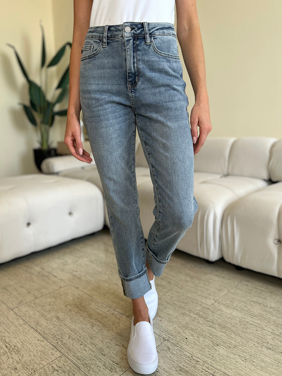 Judy Blue Full Size High Waist Cuff Hem Jeans - Judy Blue Jeans Boutique