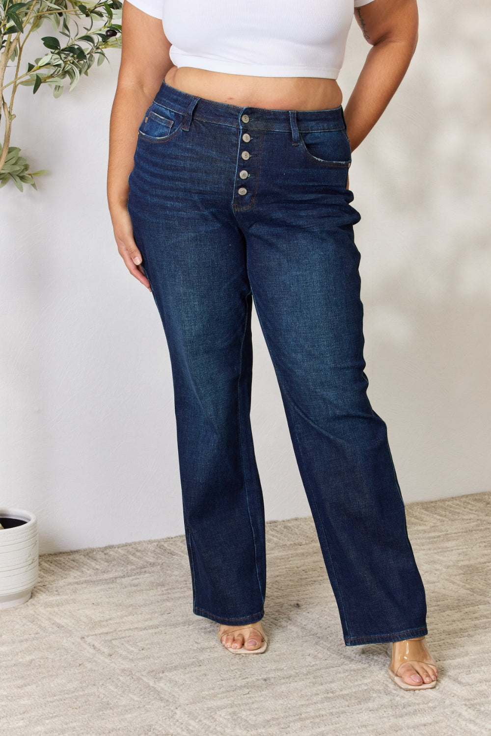 Judy Blue Full Size Button-Fly Straight Jeans - Judy Blue Jeans Boutique