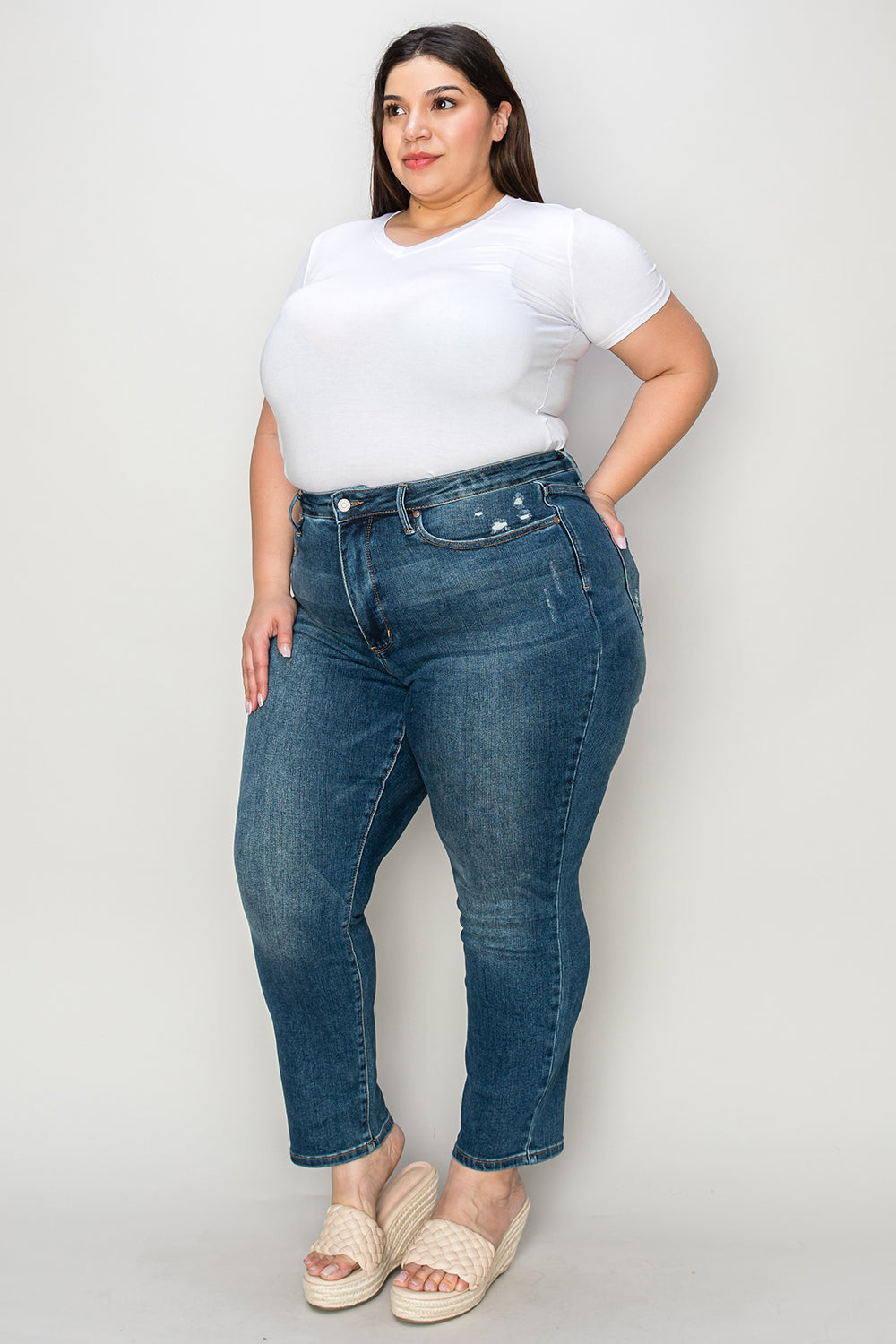 Judy Blue Full Size Tummy Control High Waist Slim Jeans - Judy Blue Jeans Boutique