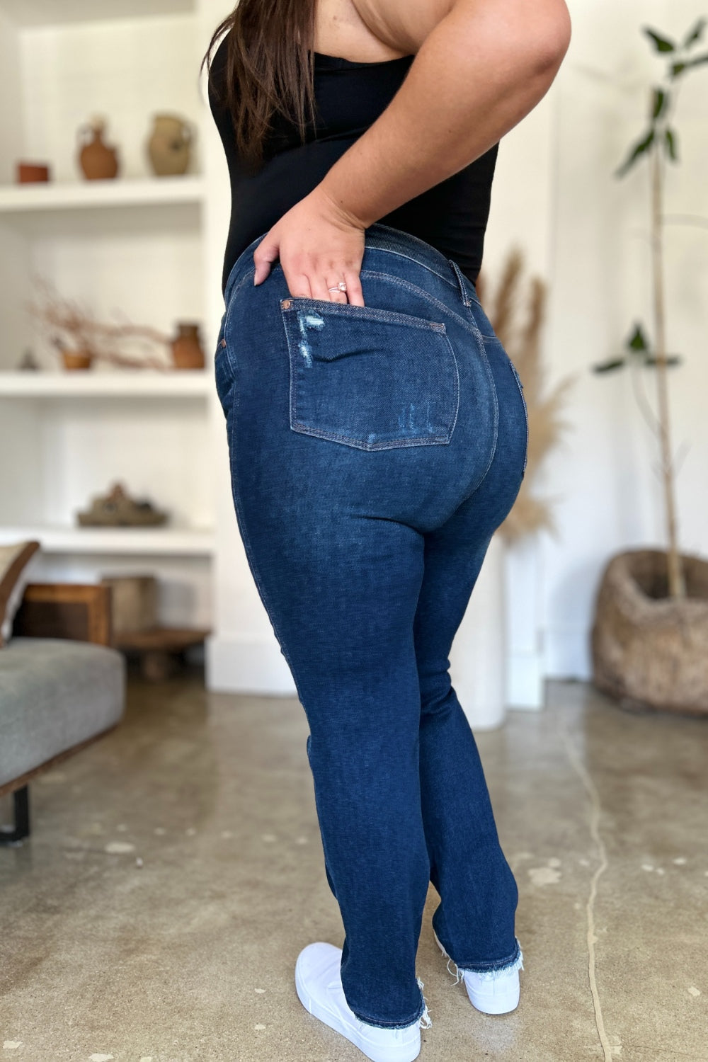 Judy Blue Full Size High Waist Rigid Magic Heavy Destroy Straight Jeans - Judy Blue Jeans Boutique