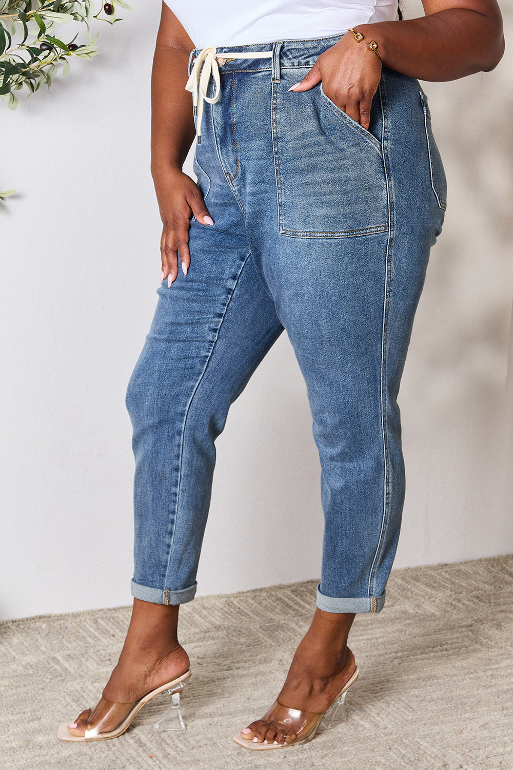 Judy Blue Full Size High Waist Drawstring Denim Jeans - Judy Blue Jeans Boutique