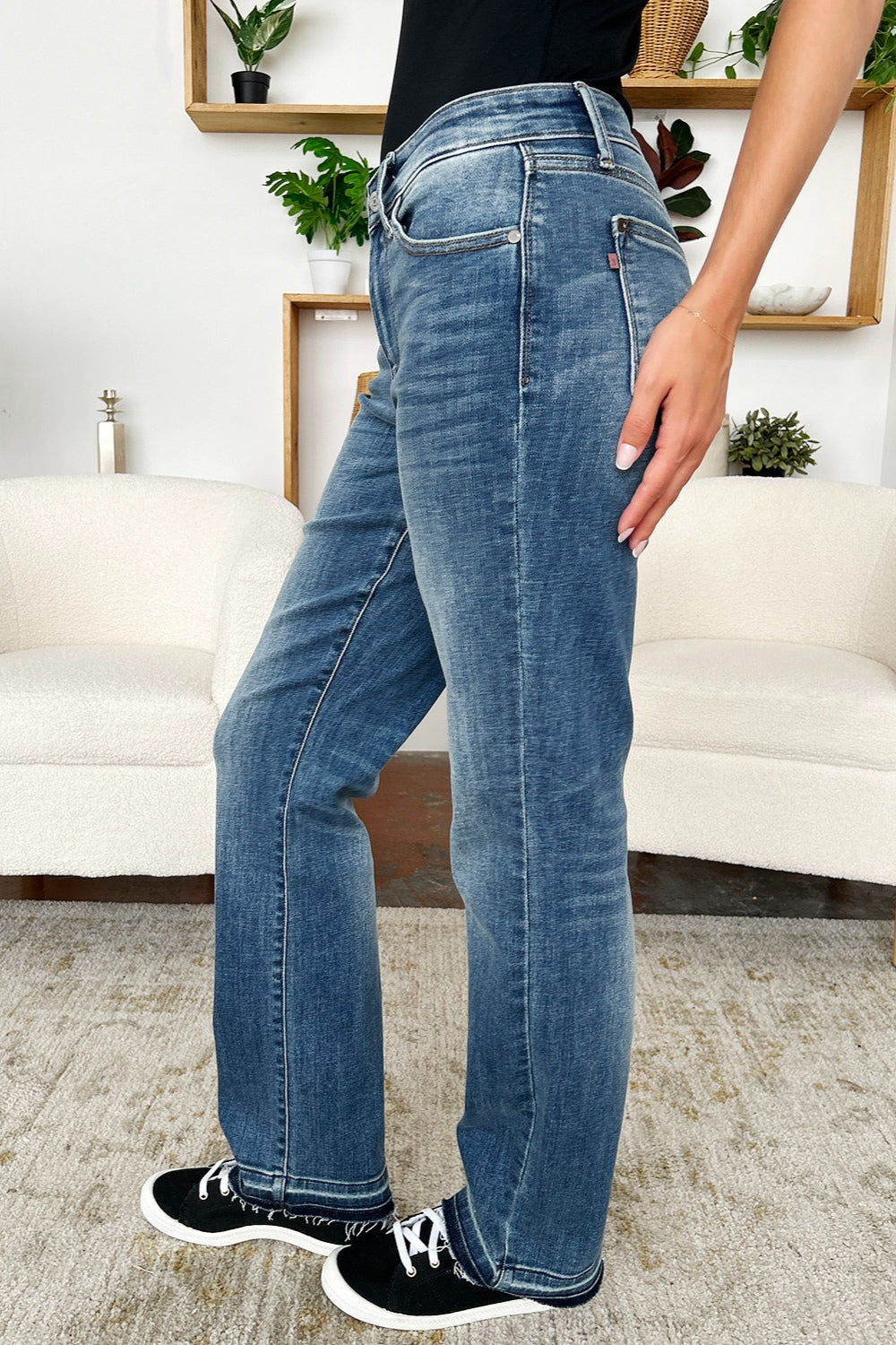 Judy Blue Full Size Mid Rise Release Hem Jeans - Judy Blue Jeans Boutique