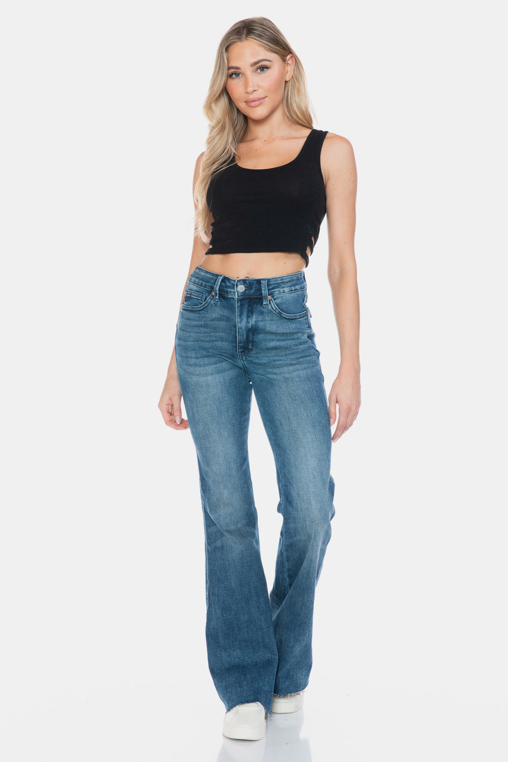 Judy Blue Full Size Tummy Control Cut Hem Flare Jeans - Judy Blue Jeans Boutique