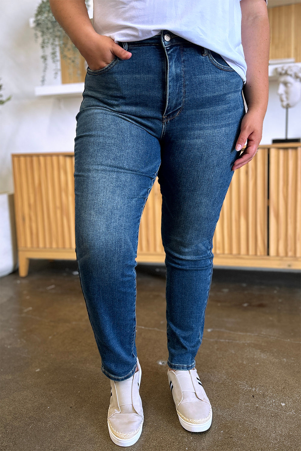 Judy Blue Full Size Tummy Control High Waist Slim Jeans - Judy Blue Jeans Boutique