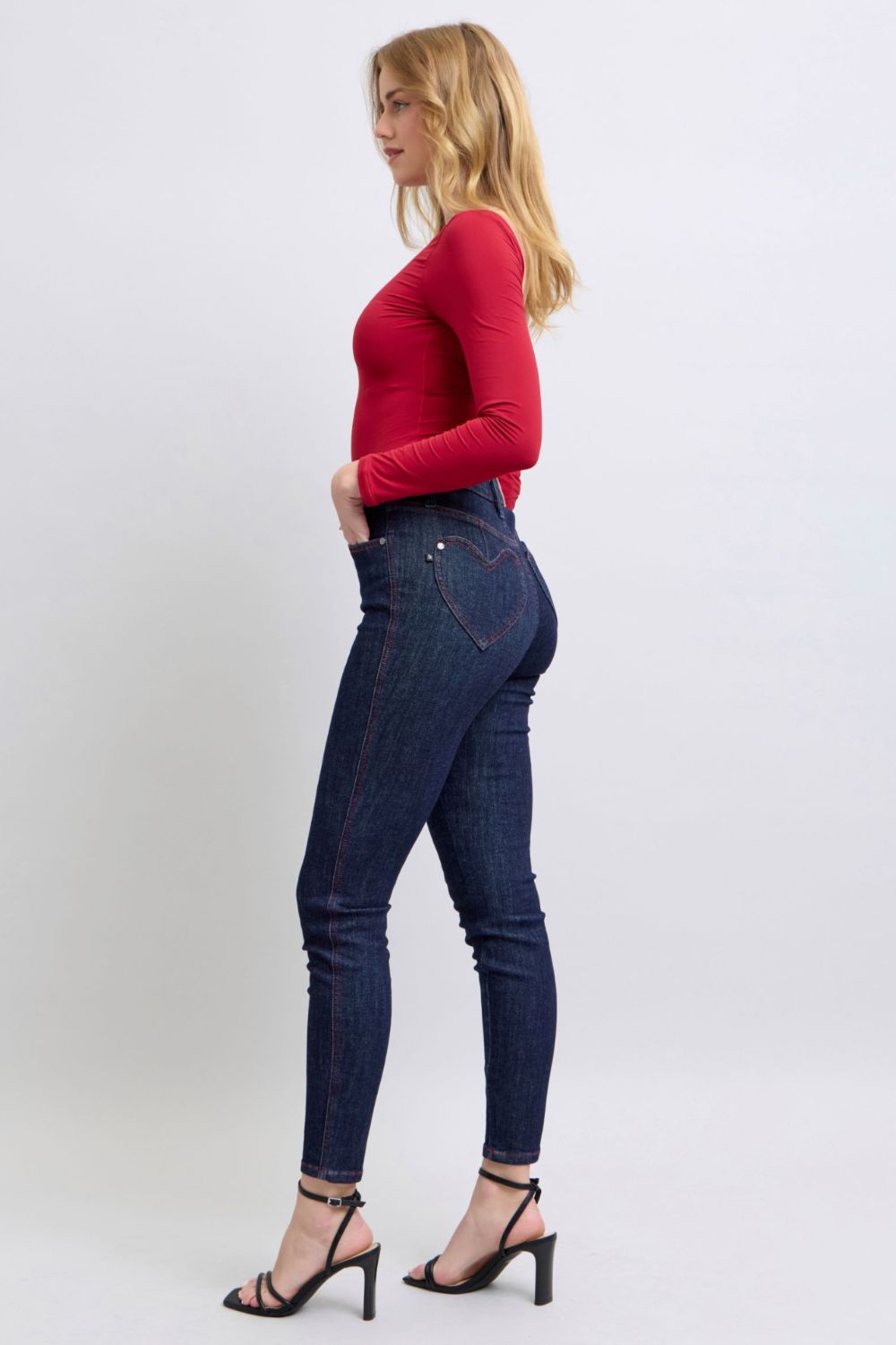 Judy Blue Full Size Heart Shaped Back Pockets Skinny Jeans - Judy Blue Jeans Boutique