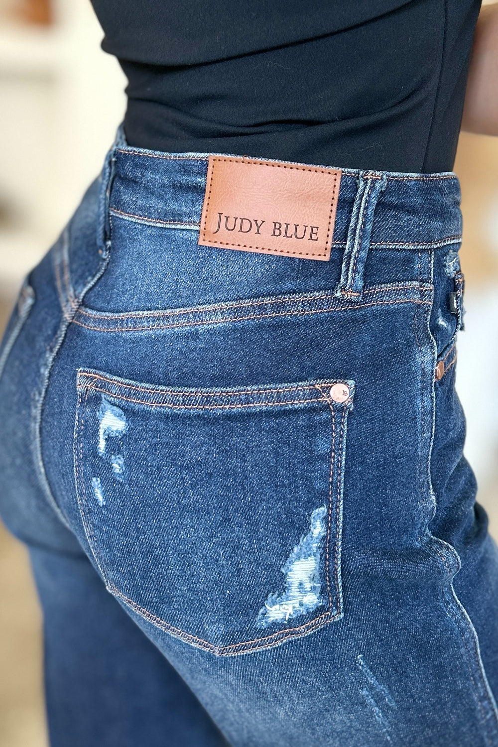 Judy Blue Full Size High Waist Rigid Magic Heavy Destroy Straight Jeans - Judy Blue Jeans Boutique