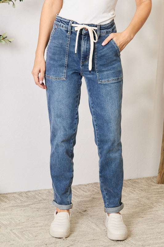 Judy Blue Full Size High Waist Drawstring Denim Jeans - Judy Blue Jeans Boutique