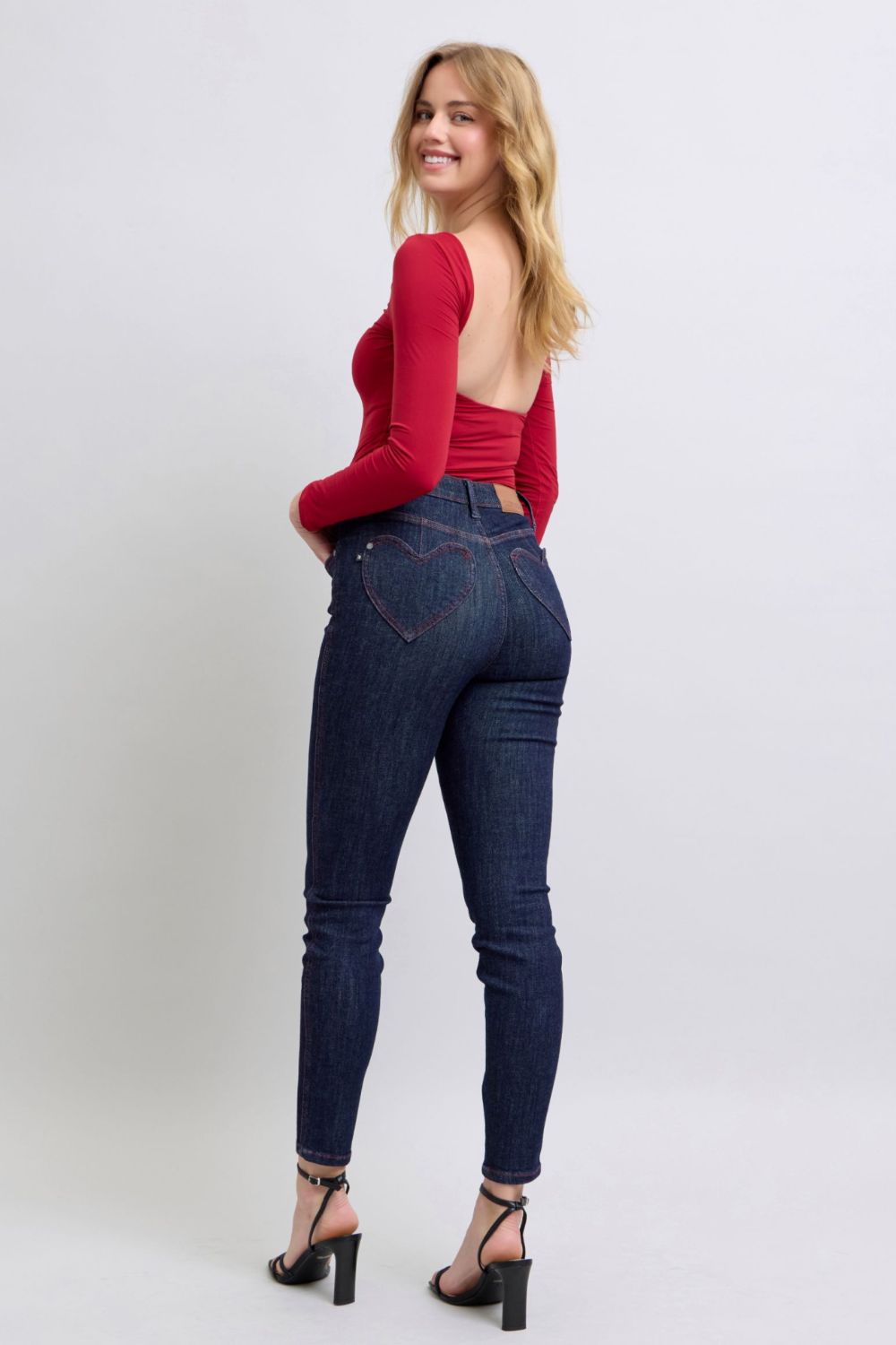 Judy Blue Full Size Heart Shaped Back Pockets Skinny Jeans - Judy Blue Jeans Boutique