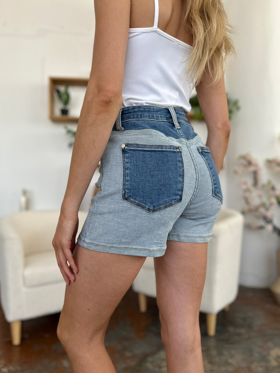 Judy Blue Full Size Color Block Denim Shorts - Judy Blue Jeans Boutique