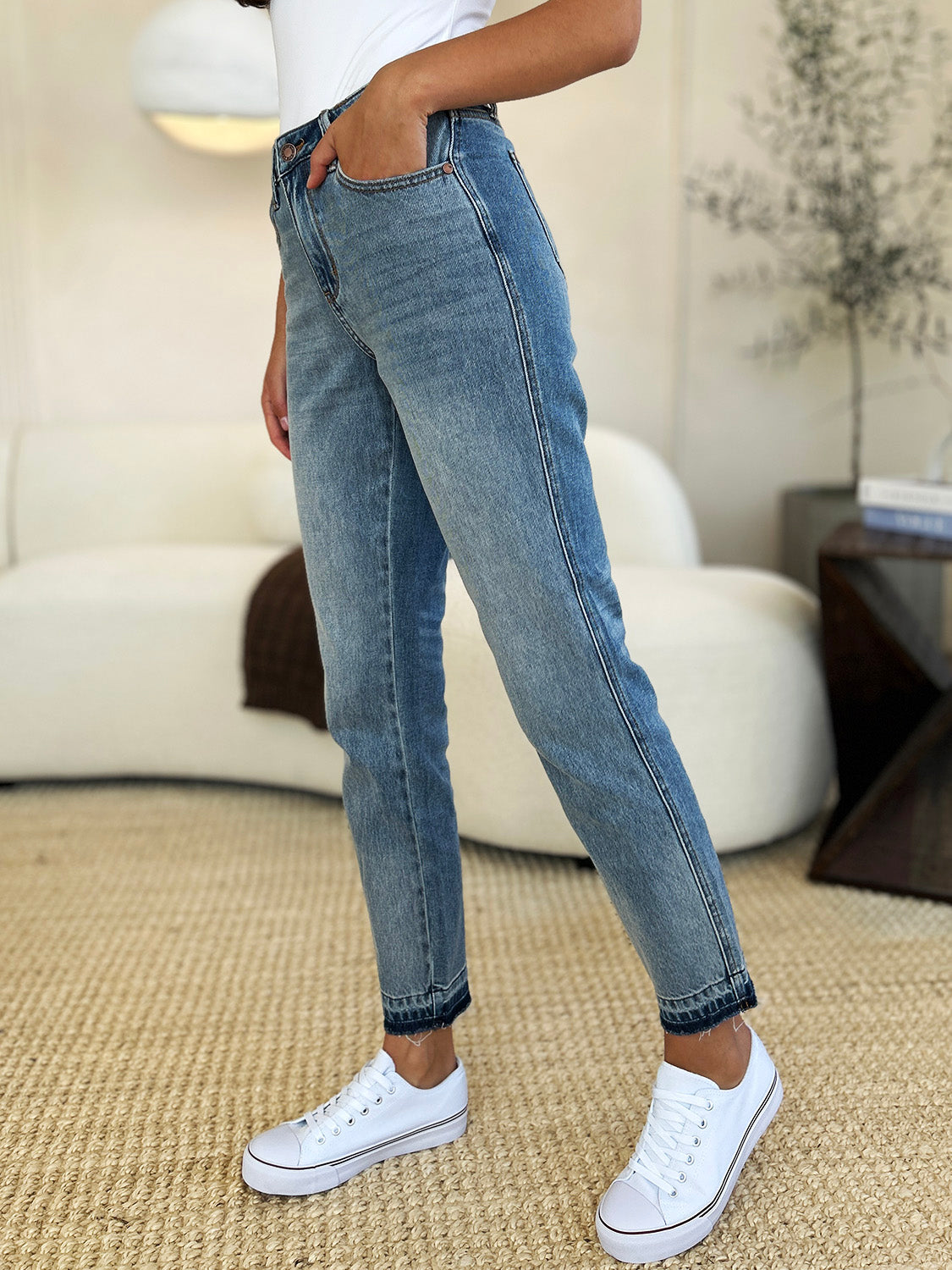 Judy Blue Full Size Mid Rise Rigid Magic Release Hem Jeans - Judy Blue Jeans Boutique