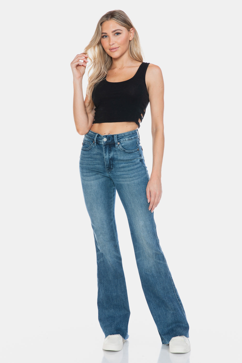 Judy Blue Full Size Tummy Control Cut Hem Flare Jeans - Judy Blue Jeans Boutique