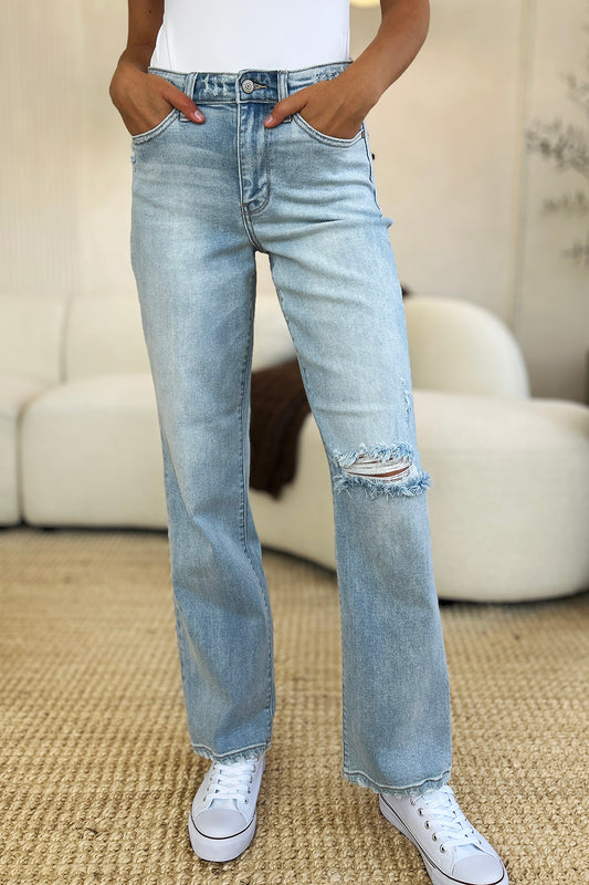 Judy Blue Full Size High Waist Distressed Straight Jeans - Judy Blue Jeans Boutique