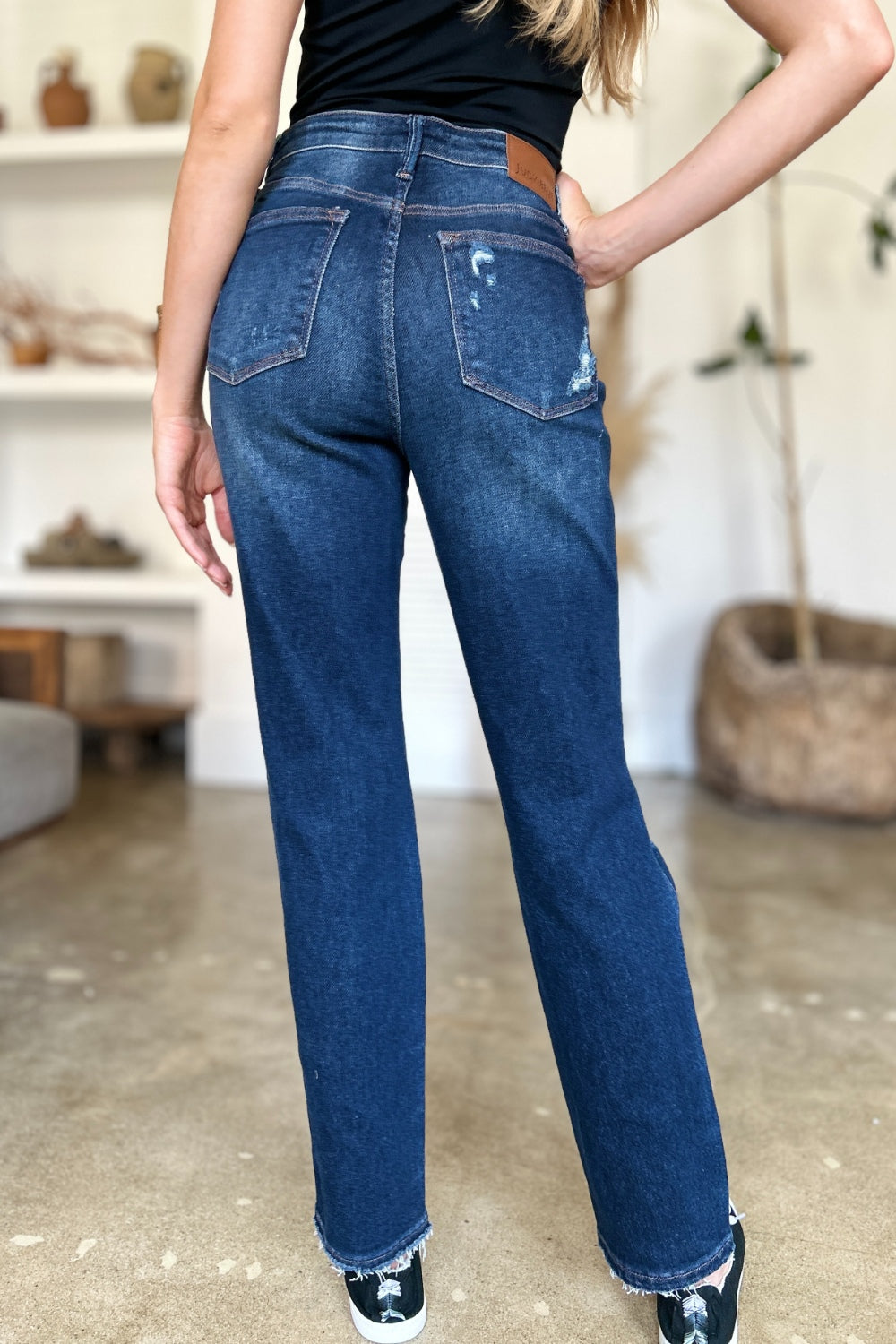 Judy Blue Full Size High Waist Rigid Magic Heavy Destroy Straight Jeans - Judy Blue Jeans Boutique