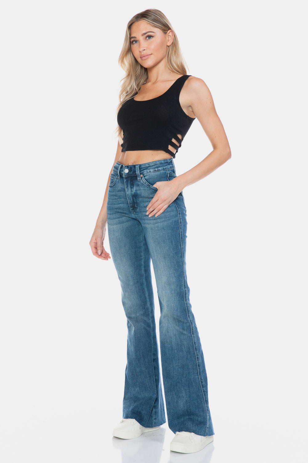 Judy Blue Full Size Tummy Control Cut Hem Flare Jeans - Judy Blue Jeans Boutique