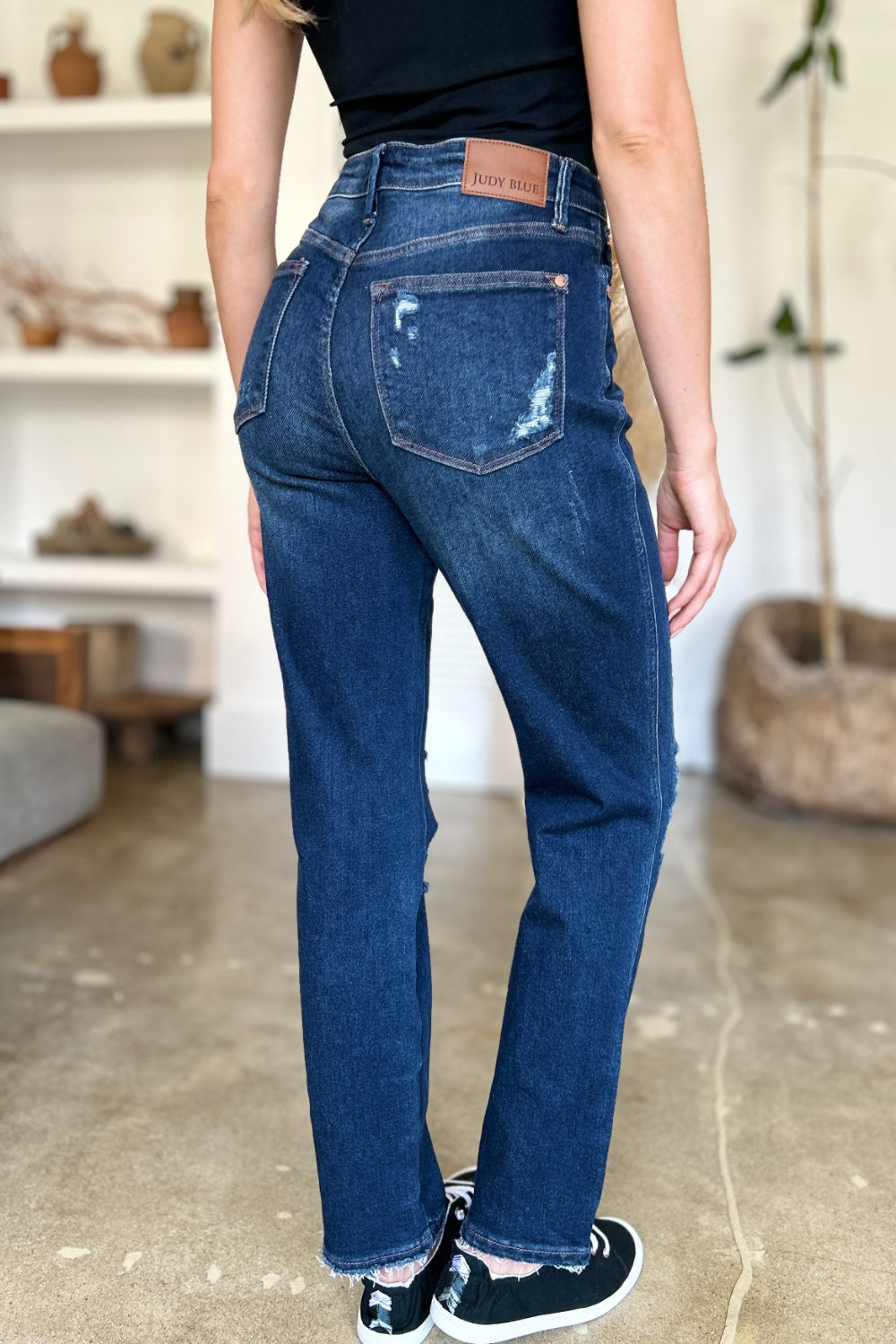 Judy Blue Full Size High Waist Rigid Magic Heavy Destroy Straight Jeans - Judy Blue Jeans Boutique