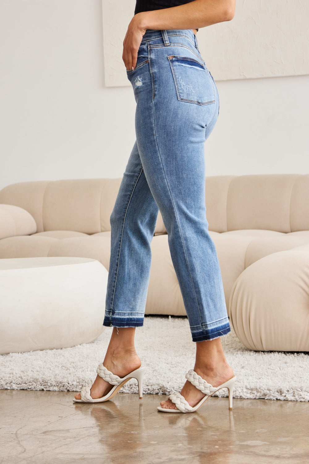 Judy Blue Full Size Release Hem Cropped Bootcut Jeans - Judy Blue Jeans Boutique