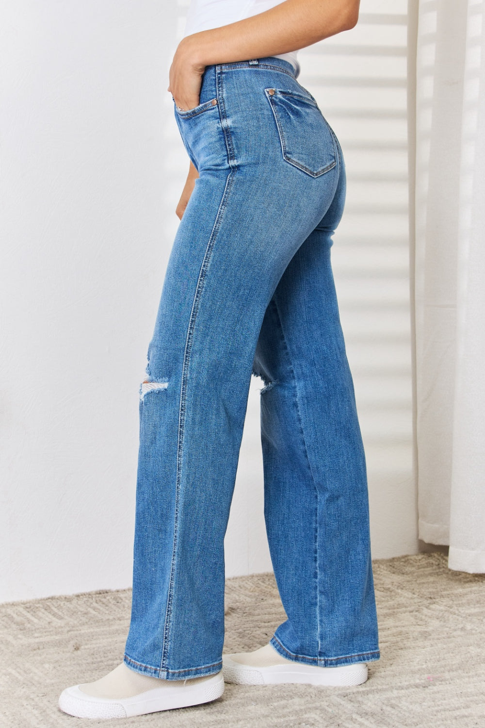 Judy Blue Full Size High Waist Distressed Straight-Leg Jeans - Judy Blue Jeans Boutique