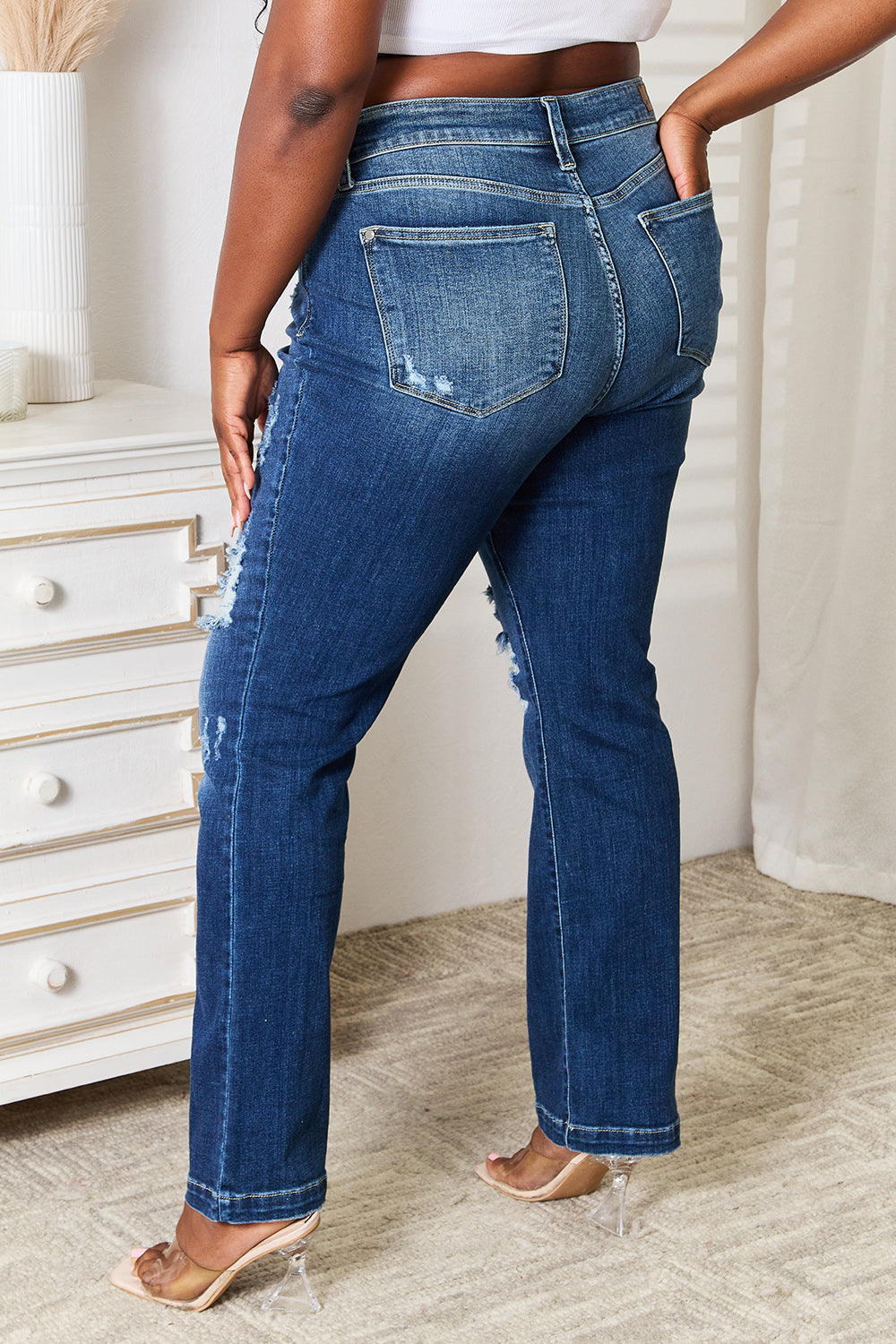 Judy Blue Full Size Mid Rise Hand Sand & Destroy Bootcut Jeans - Judy Blue Jeans Boutique