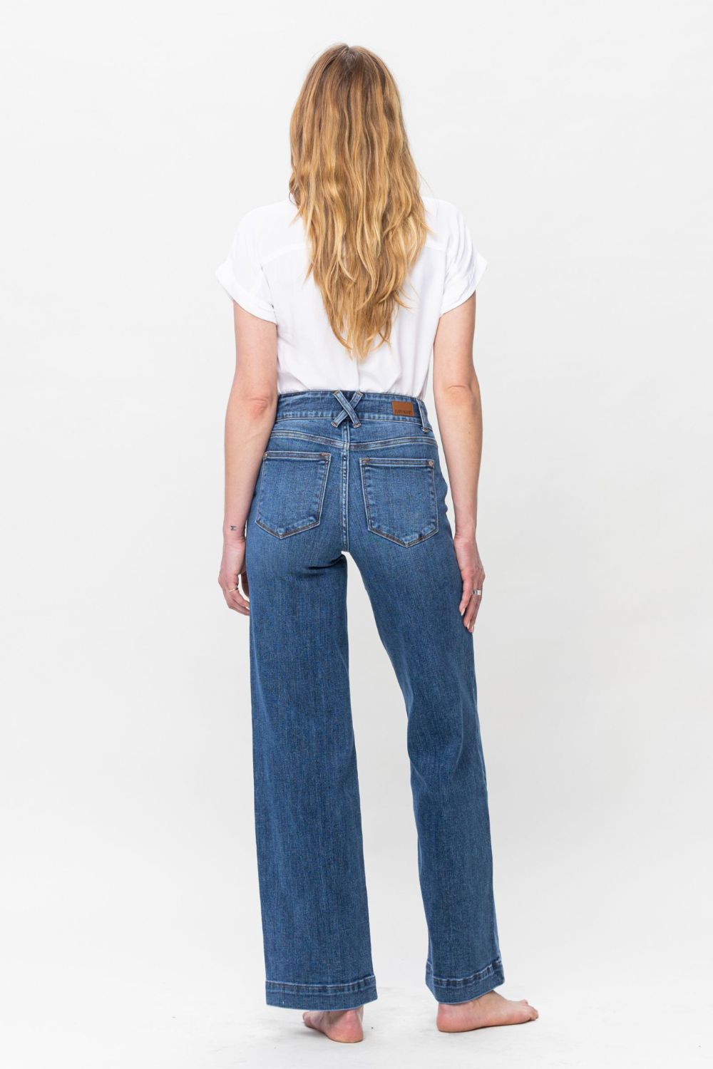 Judy Blue Full Size Double Button Wide Leg Jeans - Judy Blue Jeans Boutique