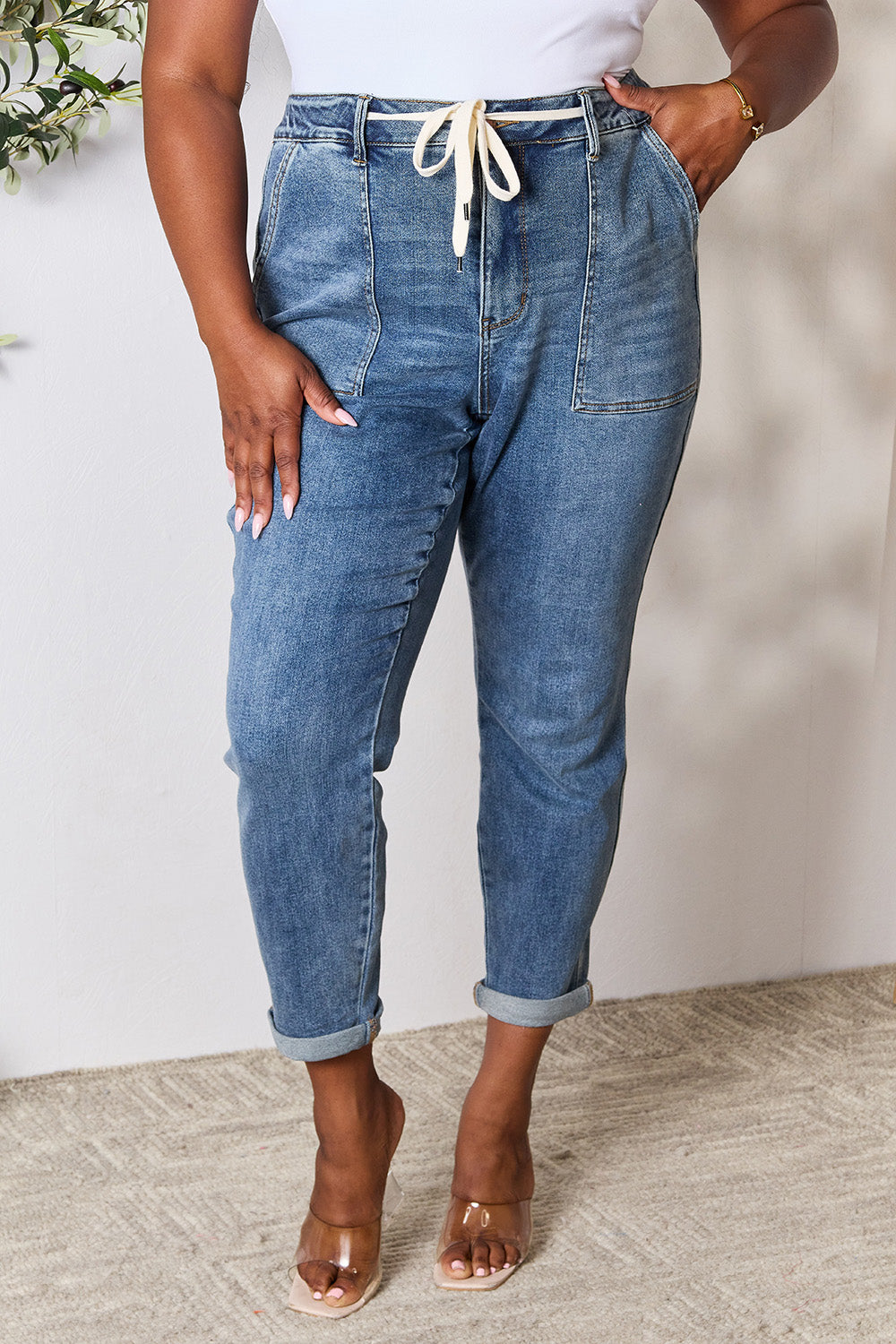 Judy Blue Full Size High Waist Drawstring Denim Jeans - Judy Blue Jeans Boutique