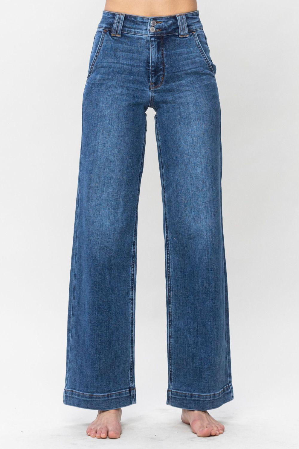 Judy Blue Full Size Double Button Wide Leg Jeans - Judy Blue Jeans Boutique