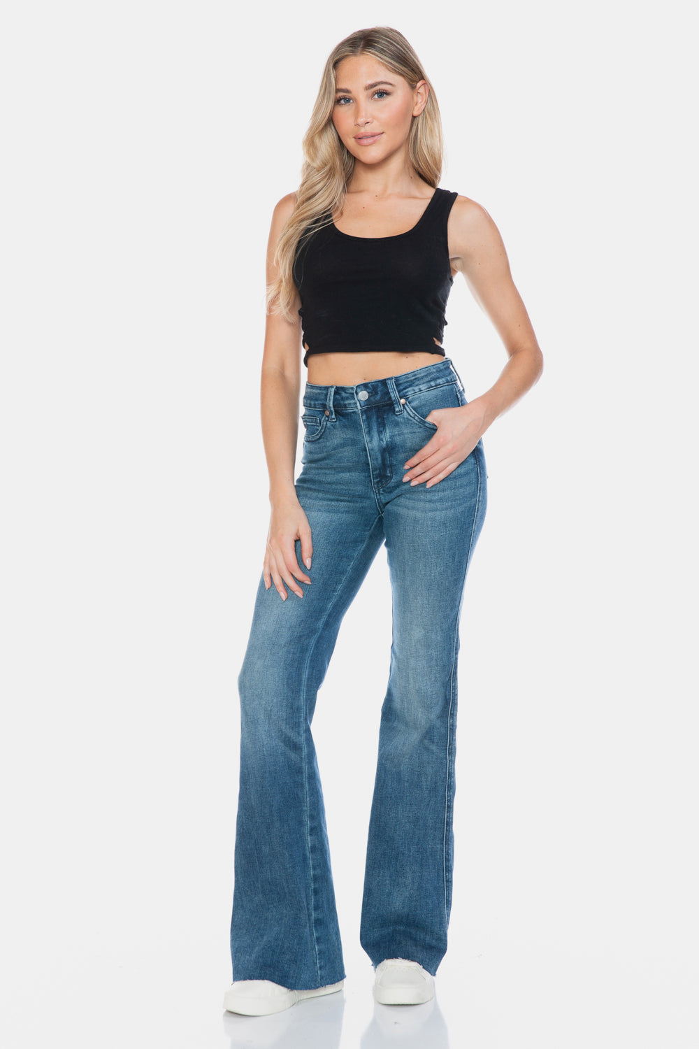 Judy Blue Full Size Tummy Control Cut Hem Flare Jeans - Judy Blue Jeans Boutique