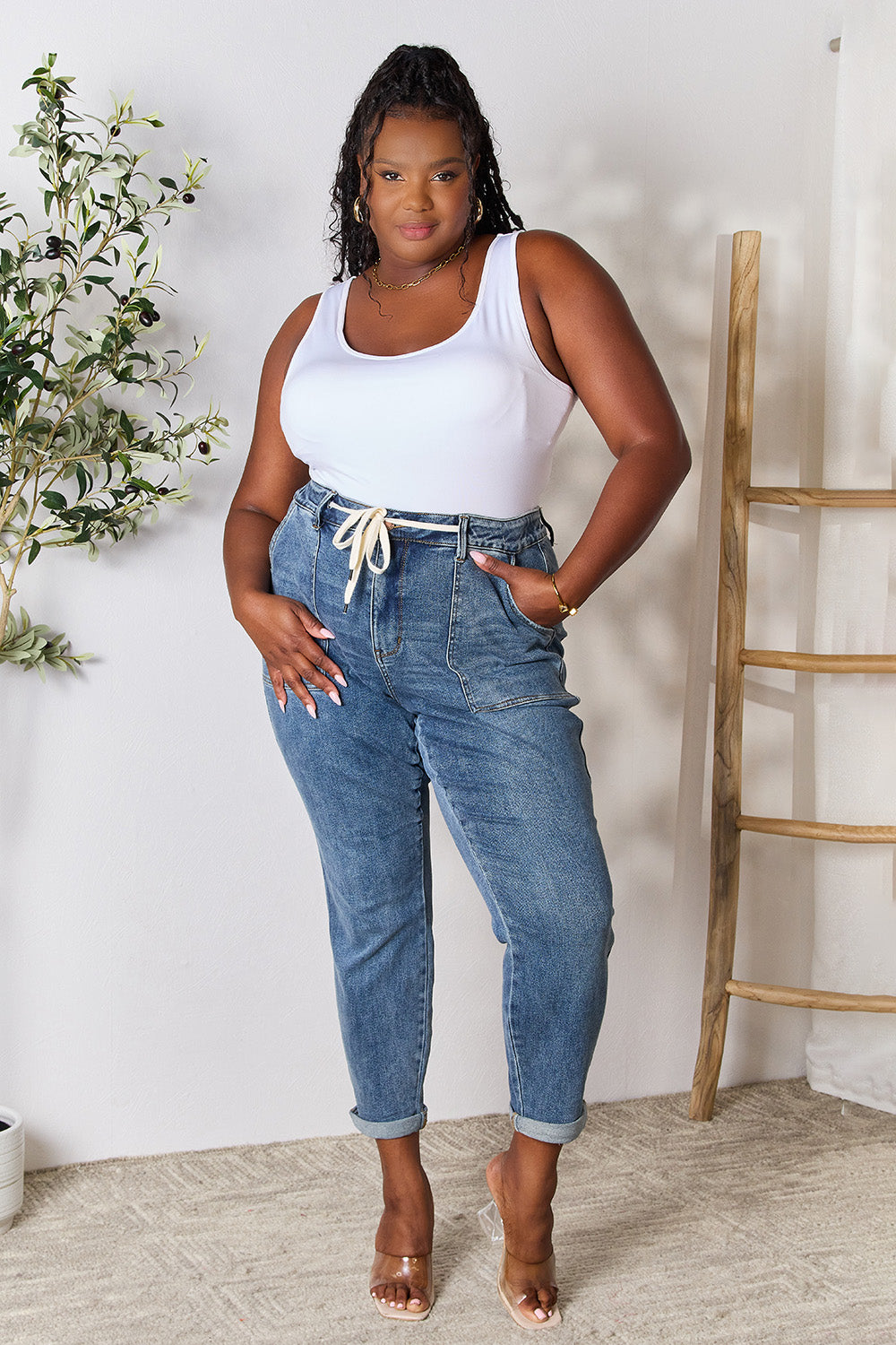 Judy Blue Full Size High Waist Drawstring Denim Jeans - Judy Blue Jeans Boutique