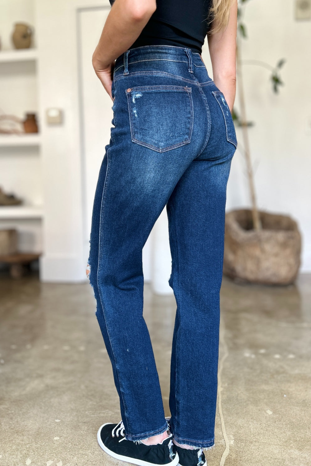 Judy Blue Full Size High Waist Rigid Magic Heavy Destroy Straight Jeans - Judy Blue Jeans Boutique