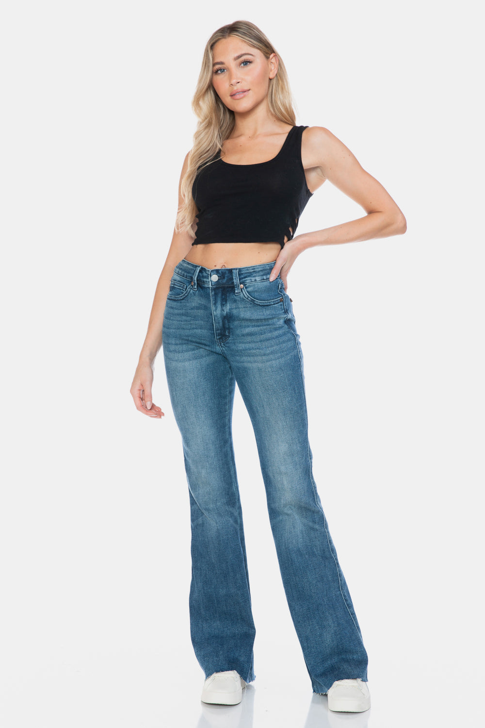 Judy Blue Full Size Tummy Control Cut Hem Flare Jeans - Judy Blue Jeans Boutique