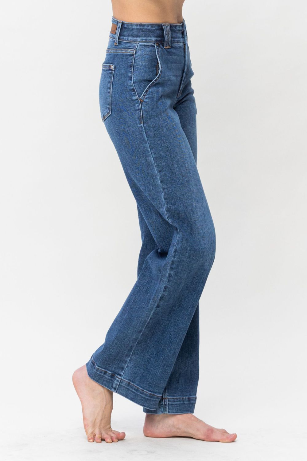 Judy Blue Full Size Double Button Wide Leg Jeans - Judy Blue Jeans Boutique