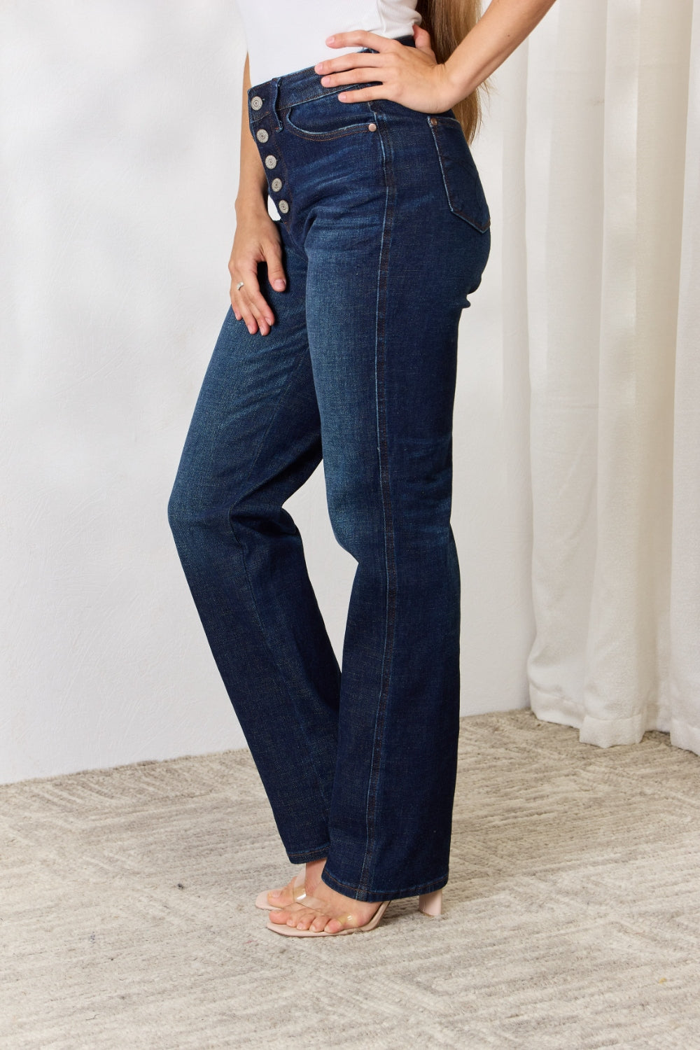 Judy Blue Full Size Button-Fly Straight Jeans - Judy Blue Jeans Boutique