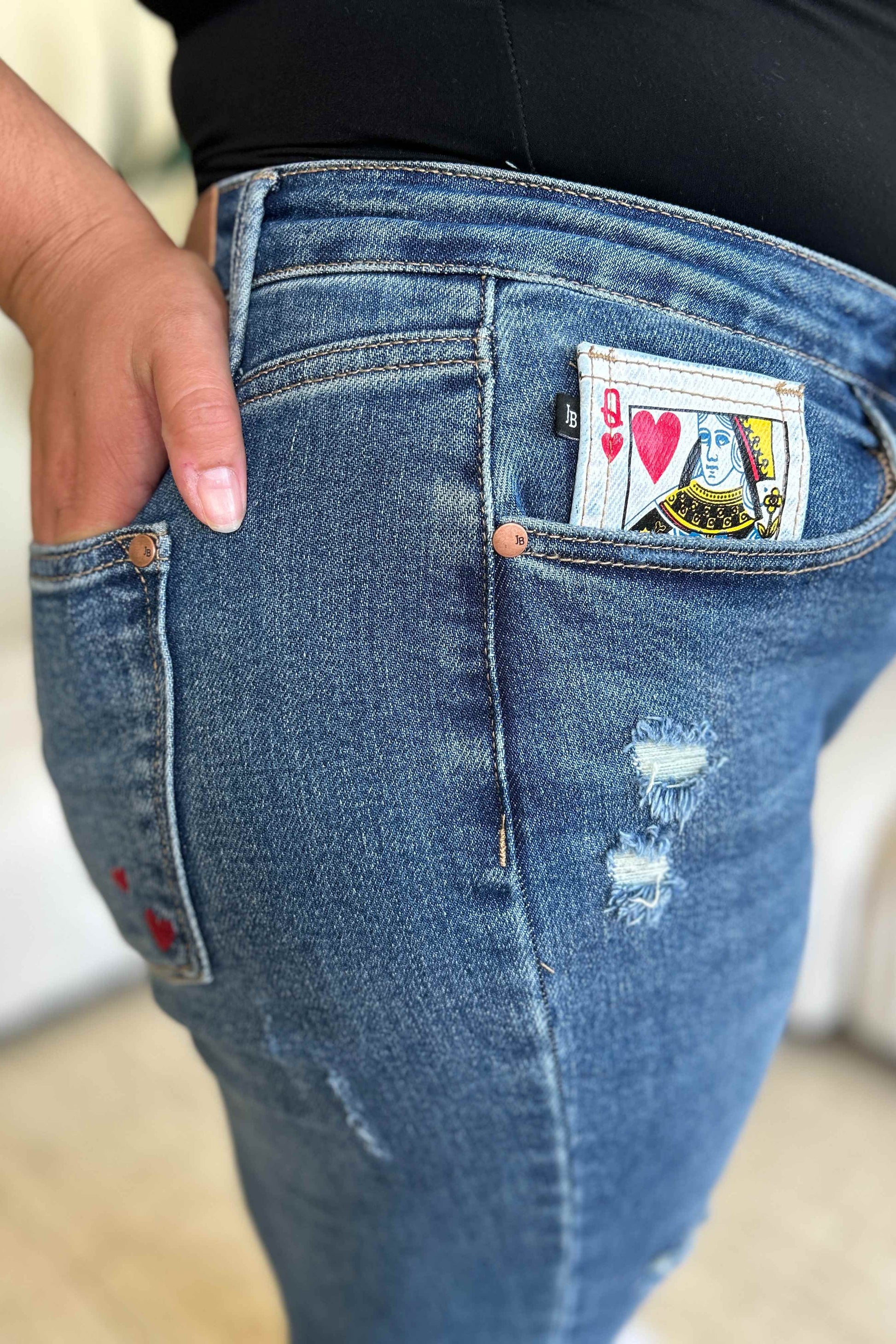 Judy Blue Full Size Queen Of Hearts Coin Pocket BF Jeans - Judy Blue Jeans Boutique