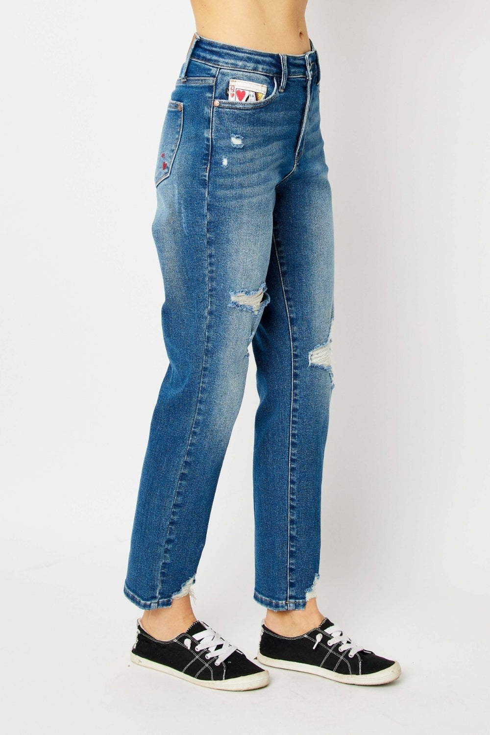 Judy Blue Full Size Queen Of Hearts Coin Pocket BF Jeans - Judy Blue Jeans Boutique