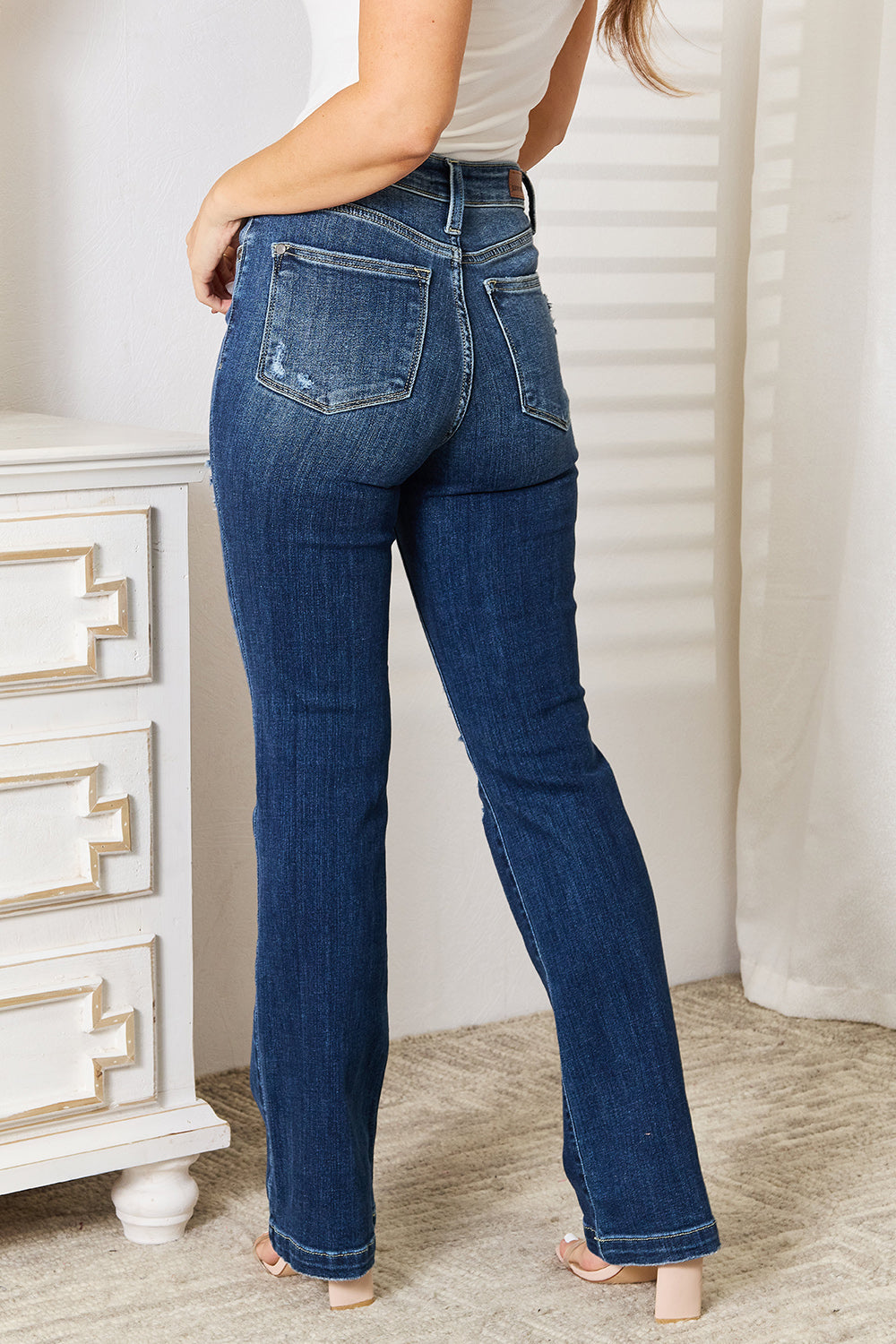 Judy Blue Full Size Mid Rise Hand Sand & Destroy Bootcut Jeans - Judy Blue Jeans Boutique