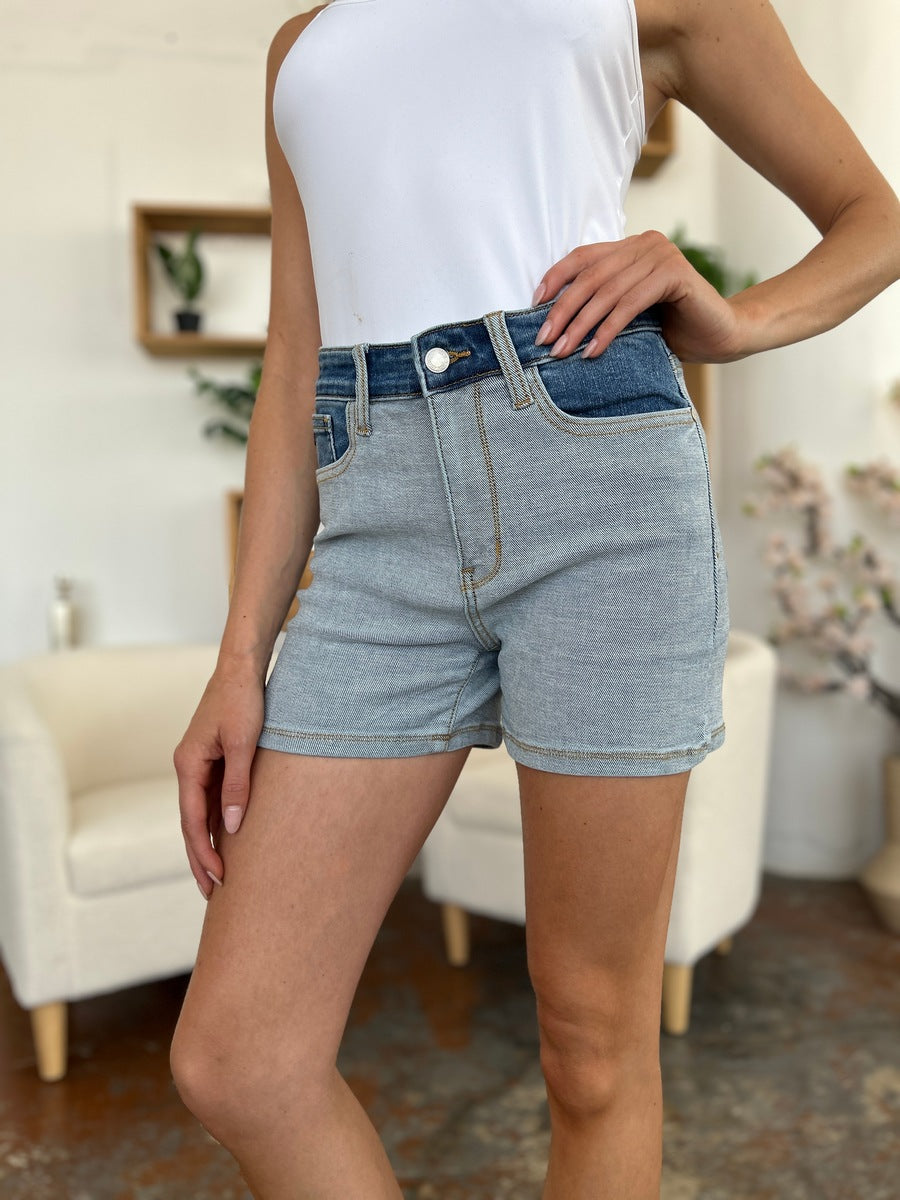 Judy Blue Full Size Color Block Denim Shorts - Judy Blue Jeans Boutique