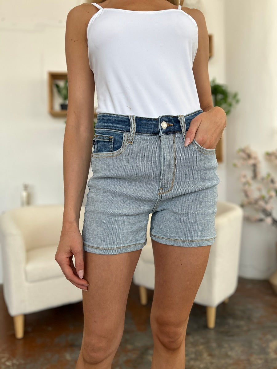 Judy Blue Full Size Color Block Denim Shorts - Judy Blue Jeans Boutique